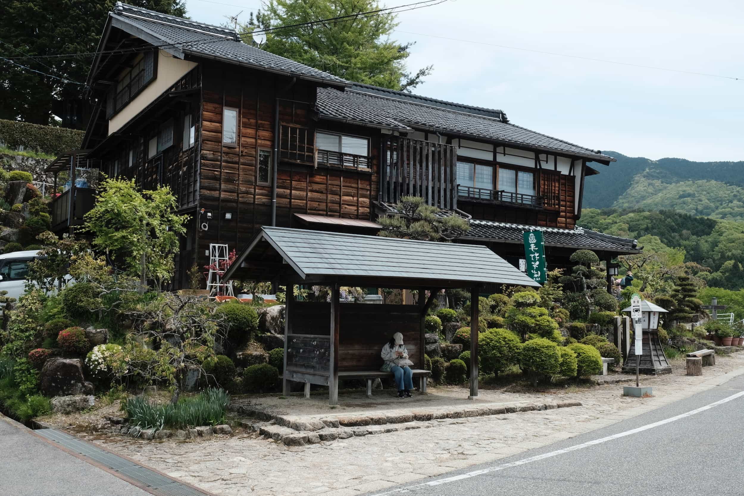 This is a bus stop in Magome-Juku